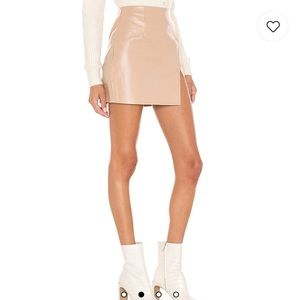 Superdown tan leather mini skirt